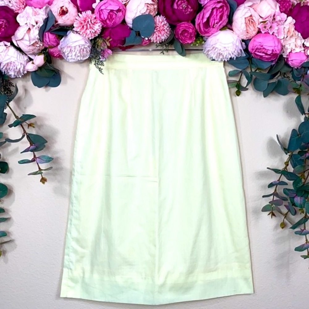 •handmade• {vtg} lined manilla pencil skirt w backzip and button